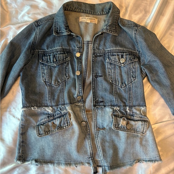 Lucky Brand Distressed Denim Jacket - Picture 1 of 6